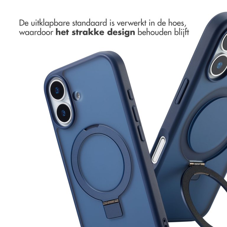 Accezz Ring Stand Backcover met MagSafe Apple iPhone 17 - Blauw - Afbeelding 5