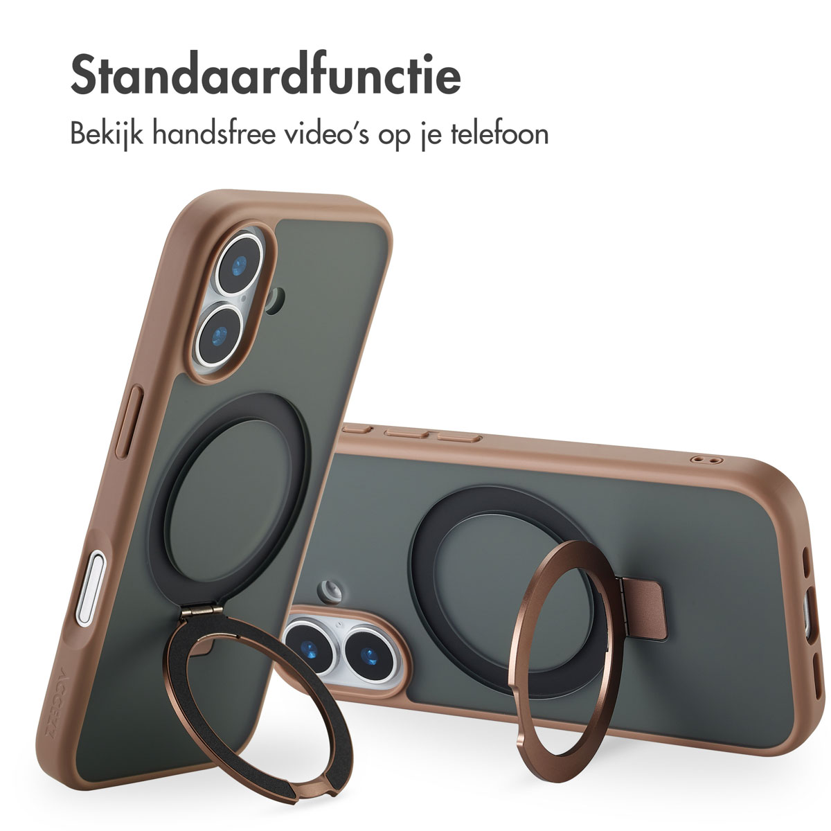 Accezz Ring Stand Backcover met MagSafe Apple iPhone 17 - Bruin - Afbeelding 8