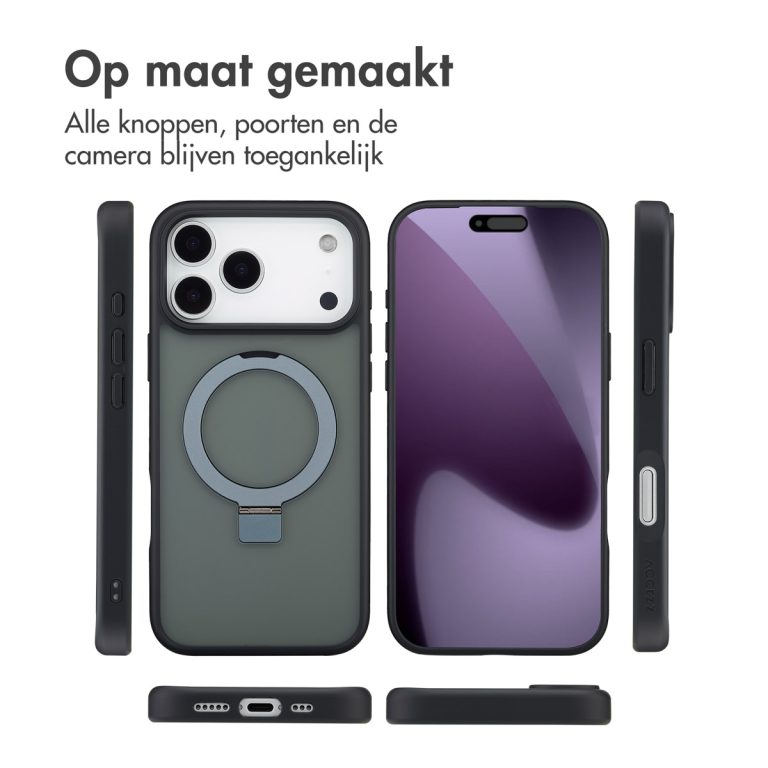 Accezz Ring Stand Backcover met MagSafe Apple iPhone 17 Pro - Zwart - Afbeelding 8