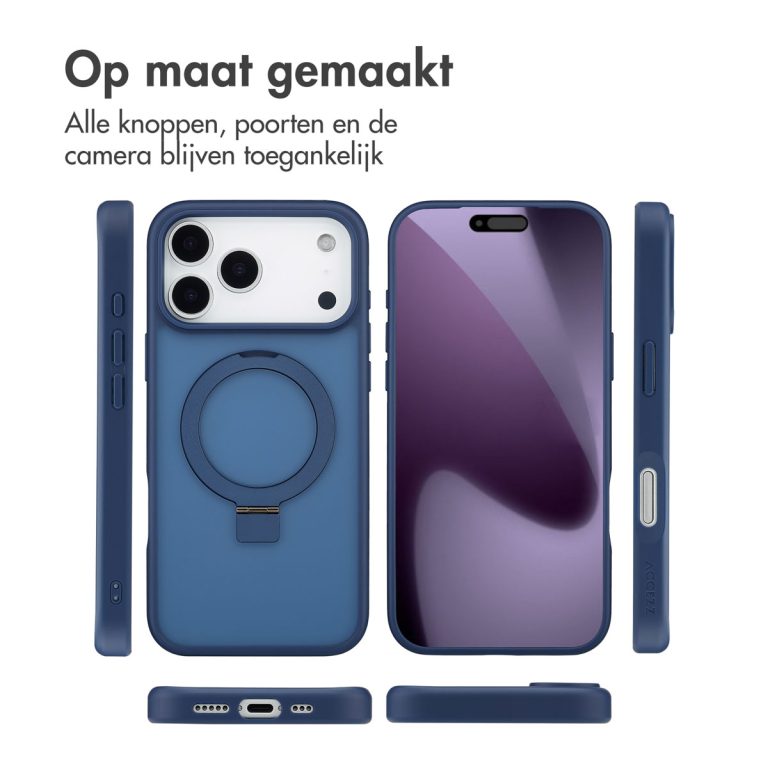 Accezz Ring Stand Backcover met MagSafe Apple iPhone 17 Pro - Blauw - Afbeelding 8
