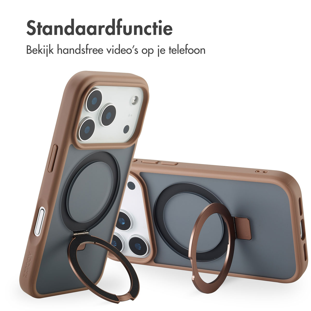 Accezz Ring Stand Backcover met MagSafe Apple iPhone 17 Pro - Bruin - Afbeelding 8