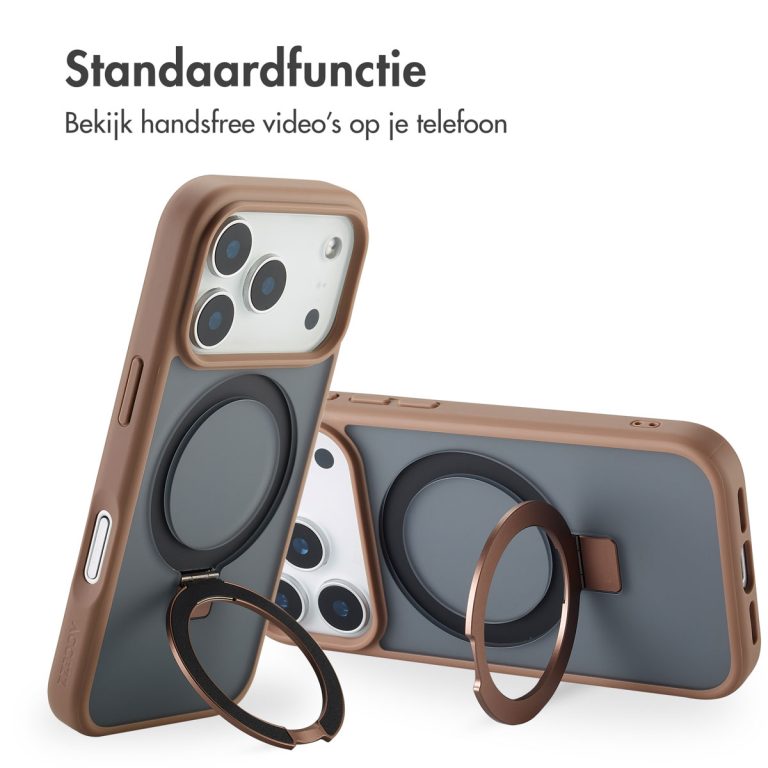 Accezz Ring Stand Backcover met MagSafe Apple iPhone 17 Pro - Bruin - Afbeelding 10