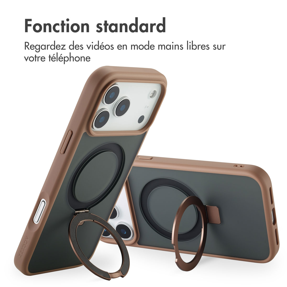 Accezz Ring Stand Backcover met MagSafe Apple iPhone 17 Pro Max - Bruin - Afbeelding 7