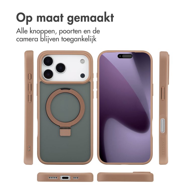 Accezz Ring Stand Backcover met MagSafe Apple iPhone 17 Pro Max - Bruin - Afbeelding 8