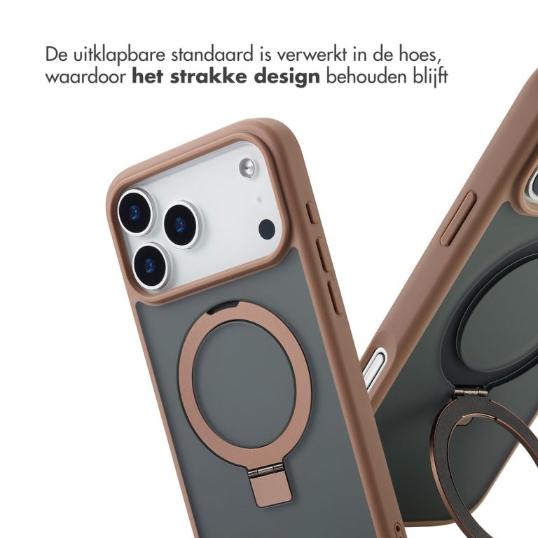Accezz Ring Stand Backcover met MagSafe Apple iPhone 17 Pro Max - Bruin - Afbeelding 5