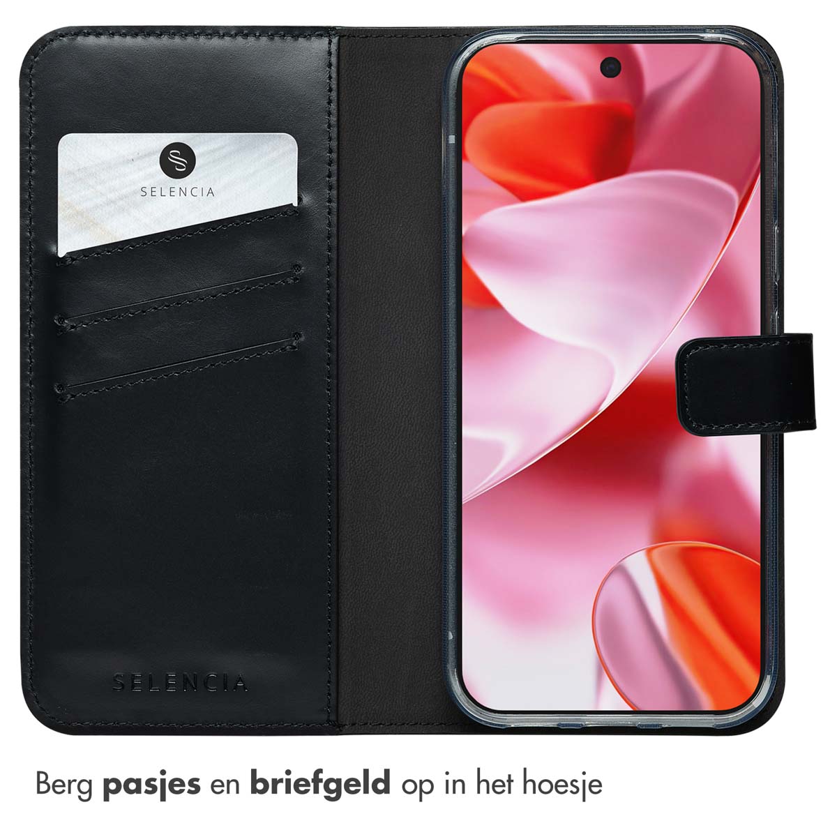 Selencia Echt Leren Bookcase Google Pixel 10 / 10 Pro - Zwart - Afbeelding 7