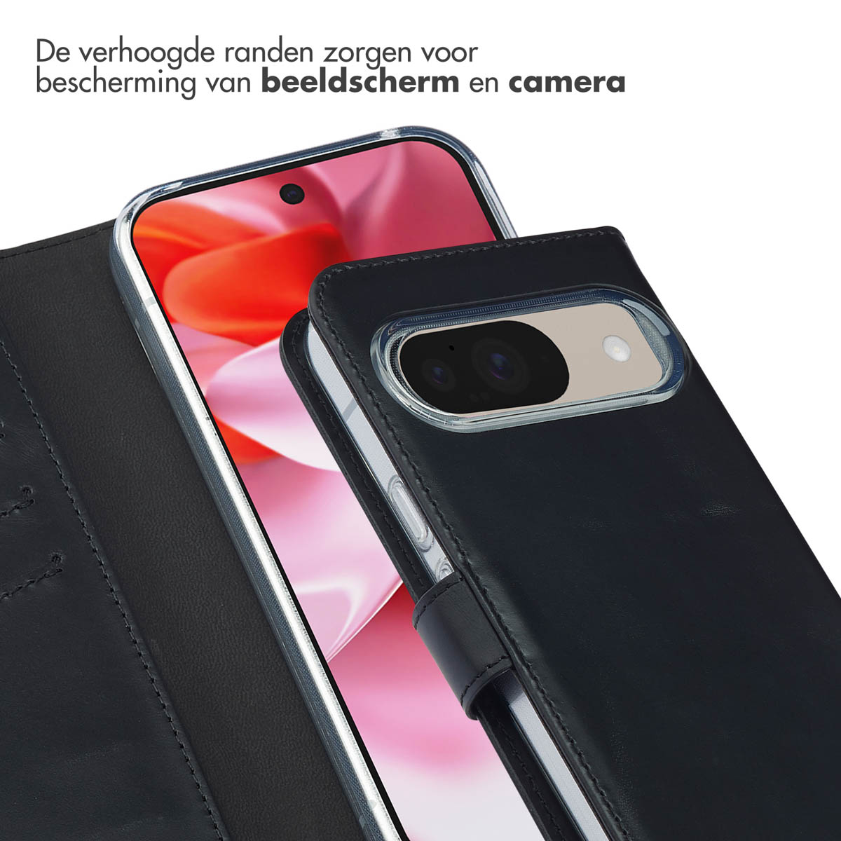 Selencia Echt Leren Bookcase Google Pixel 10 / 10 Pro - Zwart - Afbeelding 10