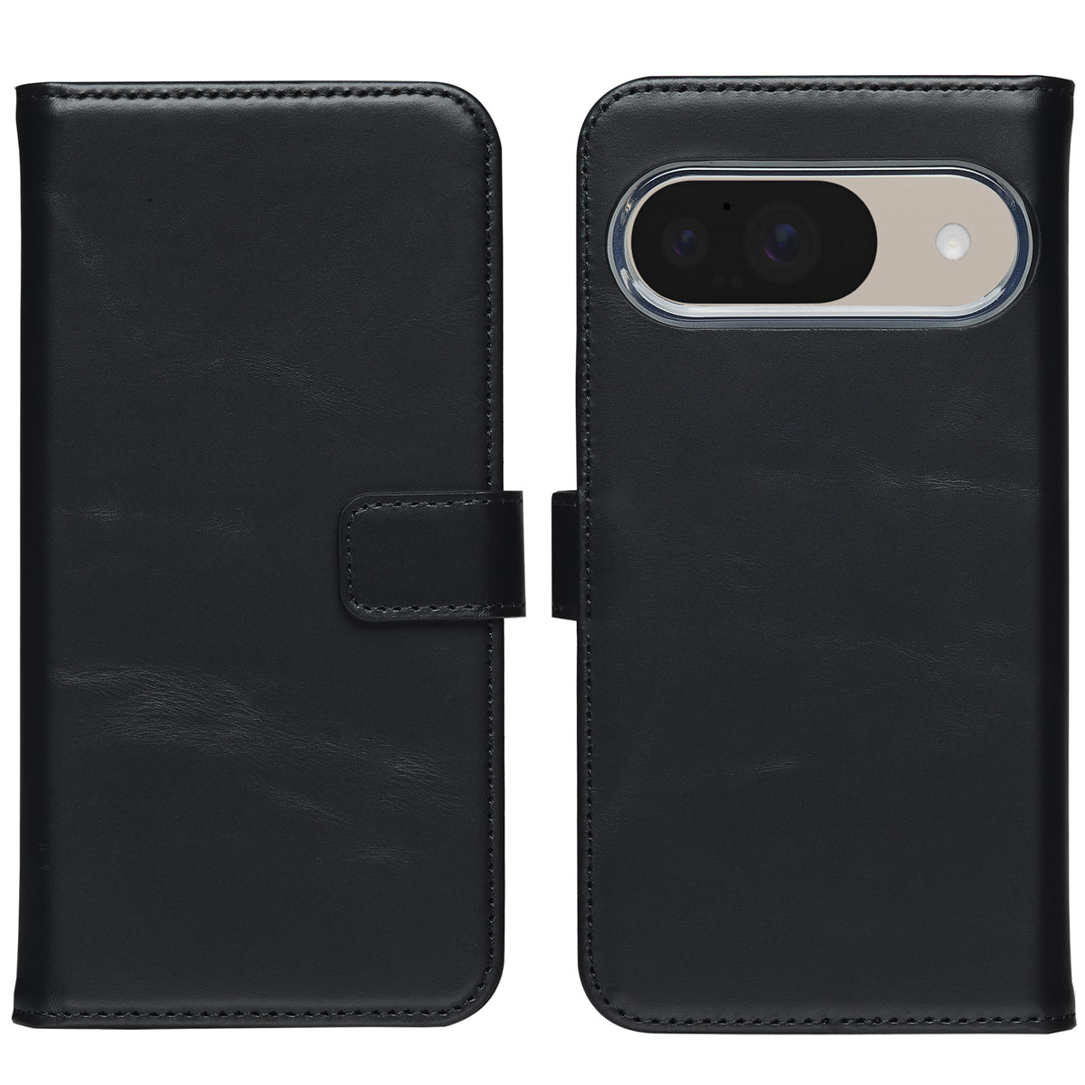 Selencia Echt Leren Bookcase Google Pixel 10 / 10 Pro - Zwart - Afbeelding 2