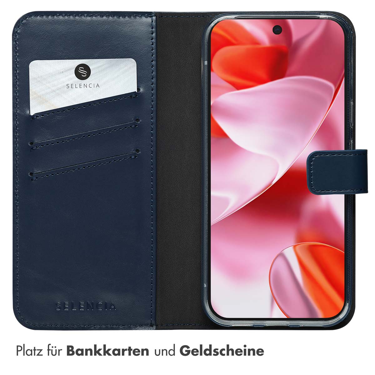 Selencia Echt Leren Bookcase Google Pixel 10 / 10 Pro - Blauw - Afbeelding 8