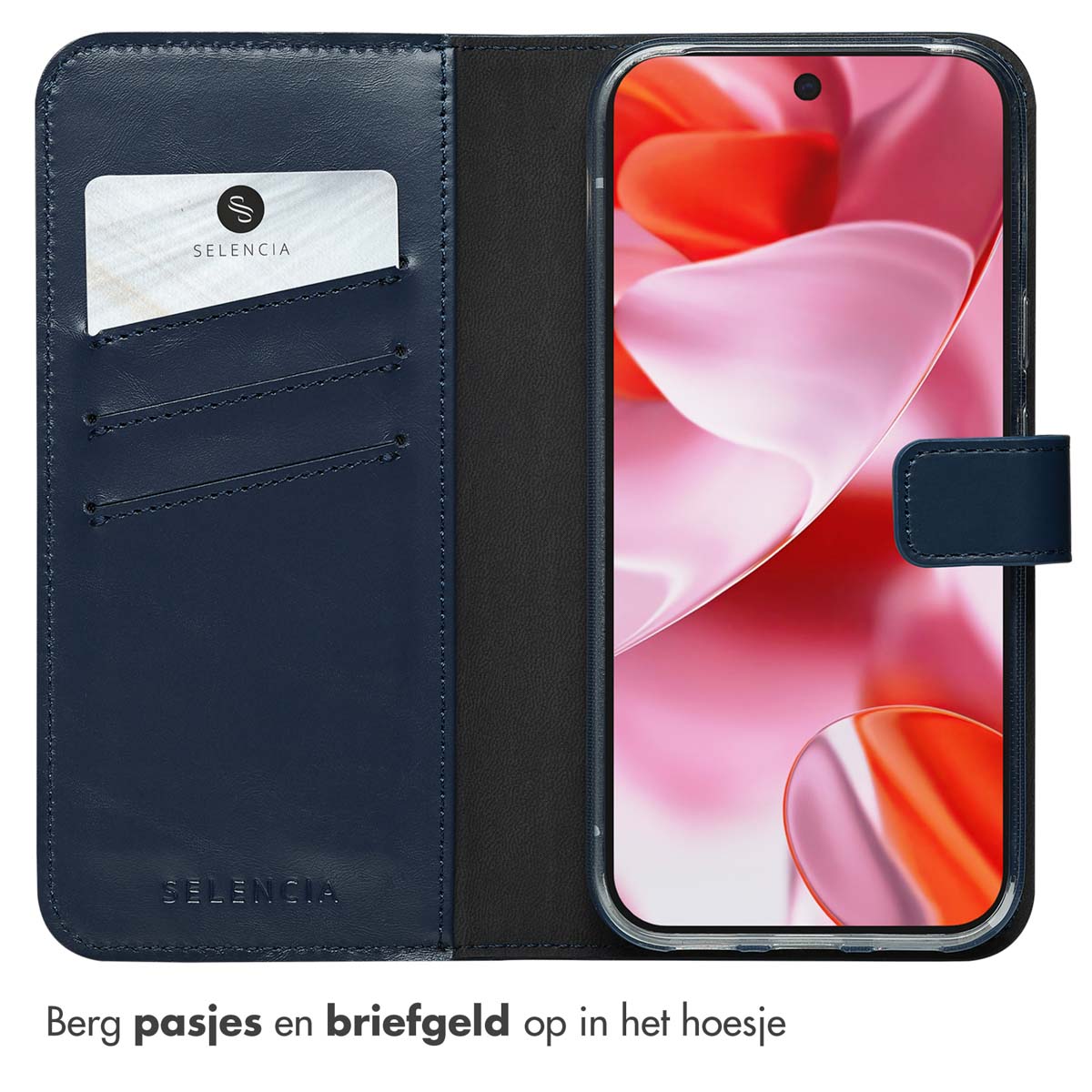 Selencia Echt Leren Bookcase Google Pixel 10 / 10 Pro - Blauw - Afbeelding 7