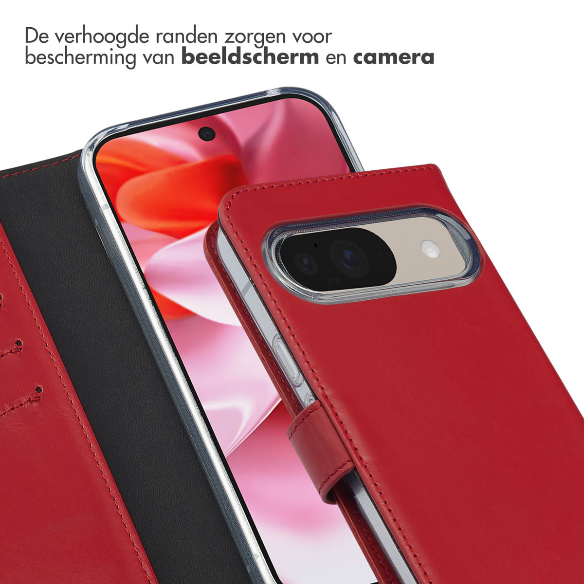 Selencia Echt Leren Bookcase Google Pixel 10 / 10 Pro - Rood - Afbeelding 10