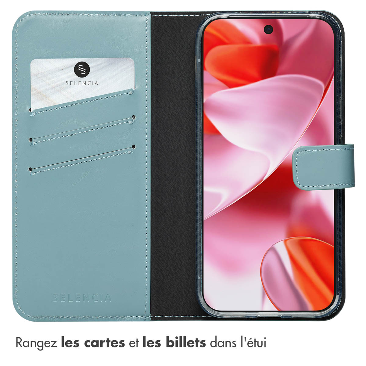 Selencia Echt Leren Bookcase Google Pixel 10 / 10 Pro - Lichtblauw - Afbeelding 8