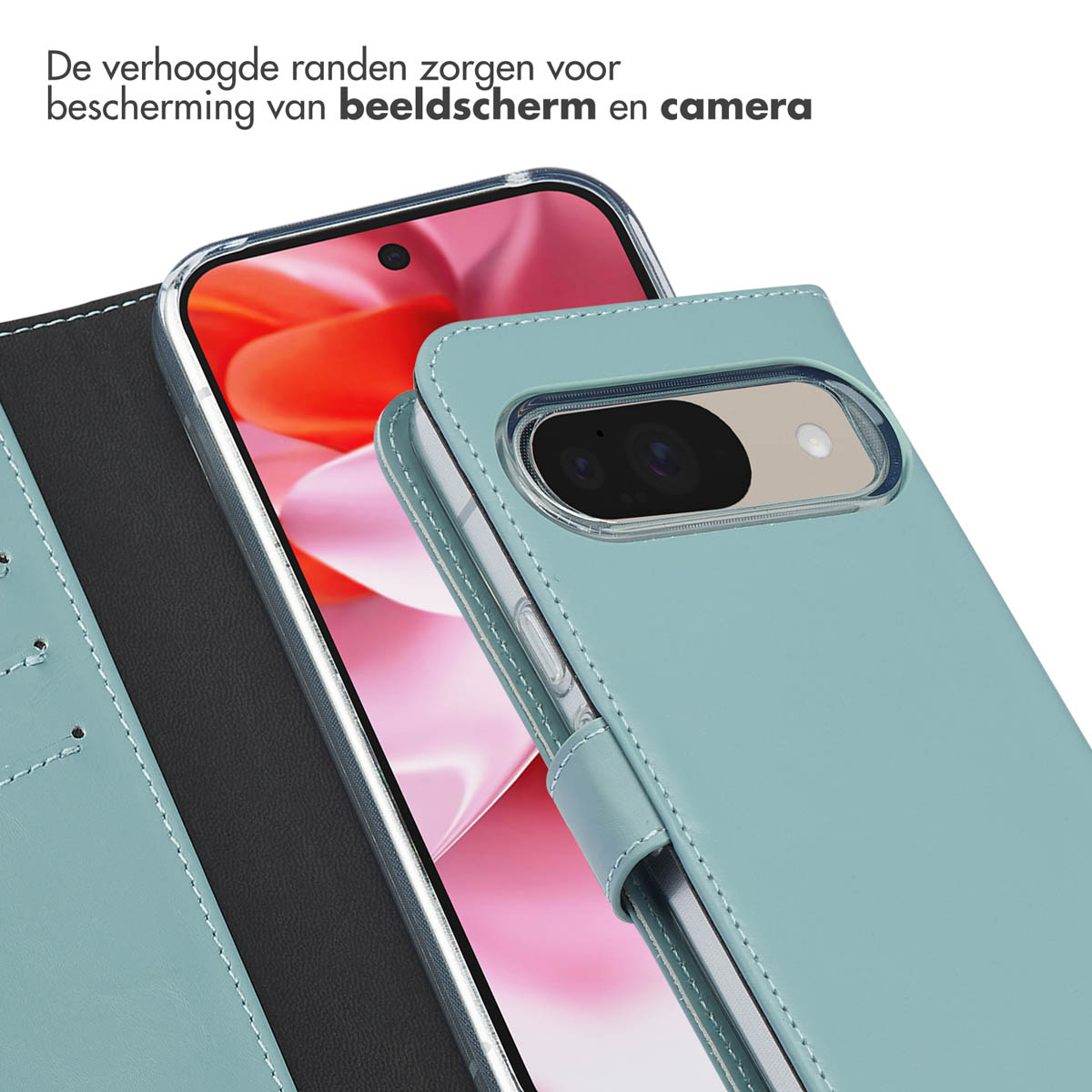 Selencia Echt Leren Bookcase Google Pixel 10 / 10 Pro - Lichtblauw - Afbeelding 10
