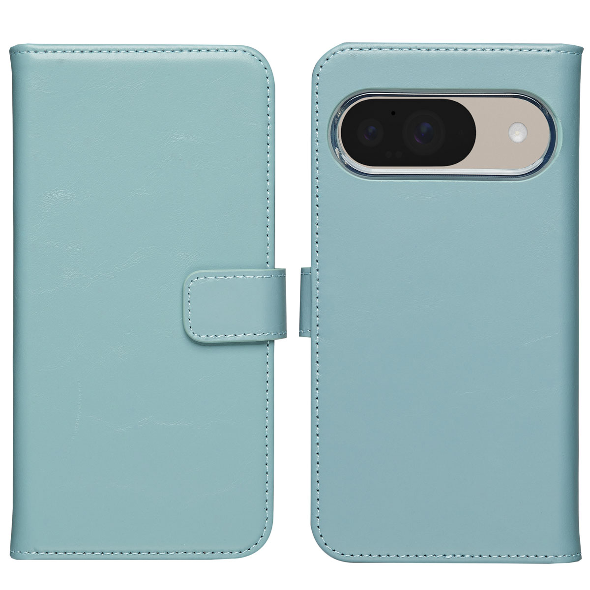 Selencia Echt Leren Bookcase Google Pixel 10 / 10 Pro – Lichtblauw