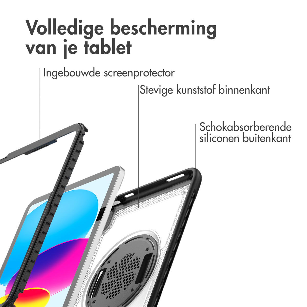 Accezz Rugged Backcover met schouderstrap Apple iPad 11 (2025) 11 inch A16 / iPad 10 (2022) 10.9 inch - Transparent - Afbeelding 7