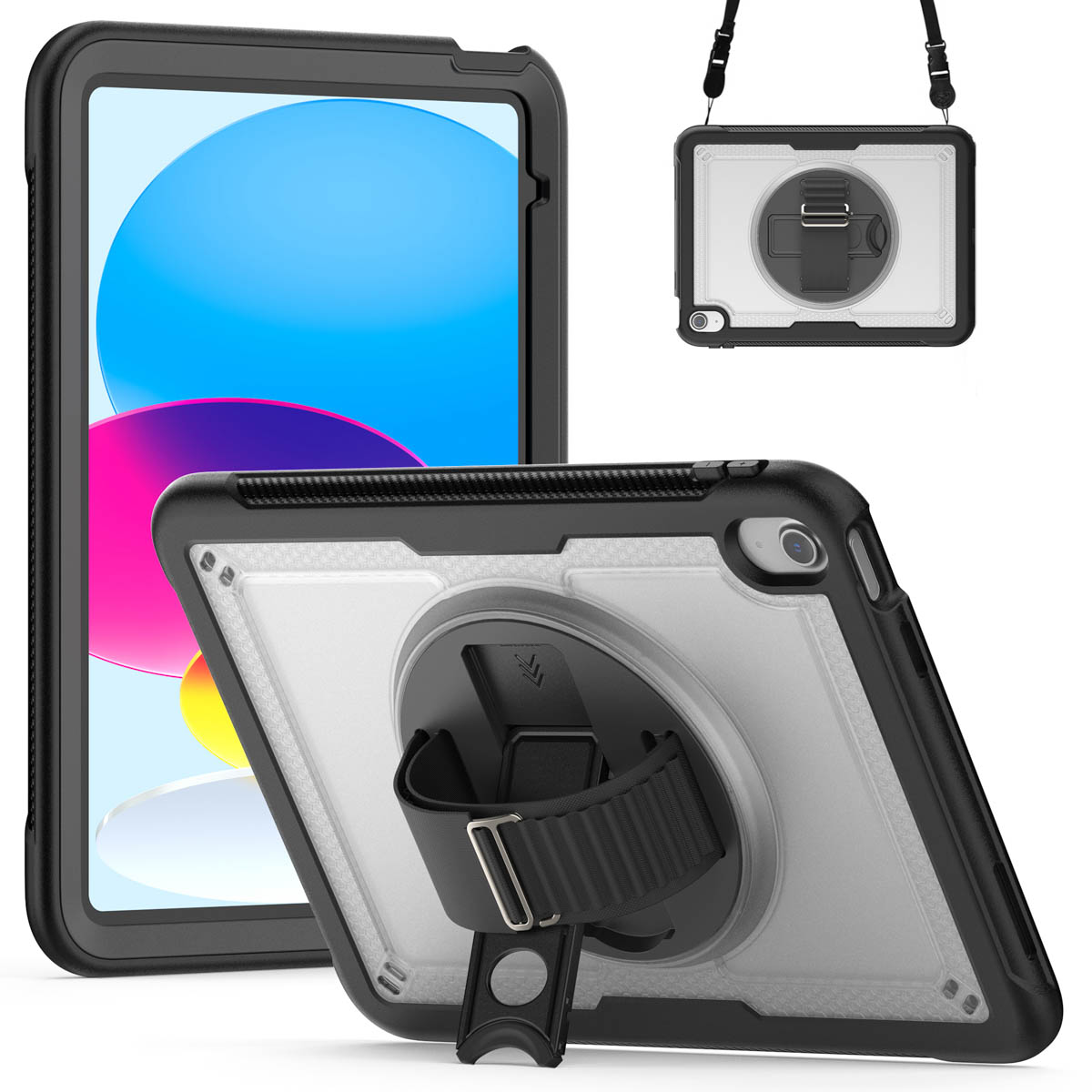 Accezz Rugged Backcover met schouderstrap Apple iPad 11 (2025) 11 inch A16 / iPad 10 (2022) 10.9 inch - Transparent - Afbeelding 3