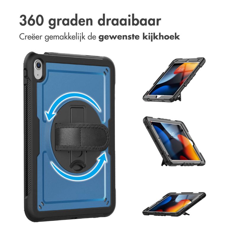 Accezz Rugged Backcover met schouderstrap Apple iPad 11 (2025) 11 inch A16 / iPad 10 (2022) 10.9 inch - Blauw - Afbeelding 10