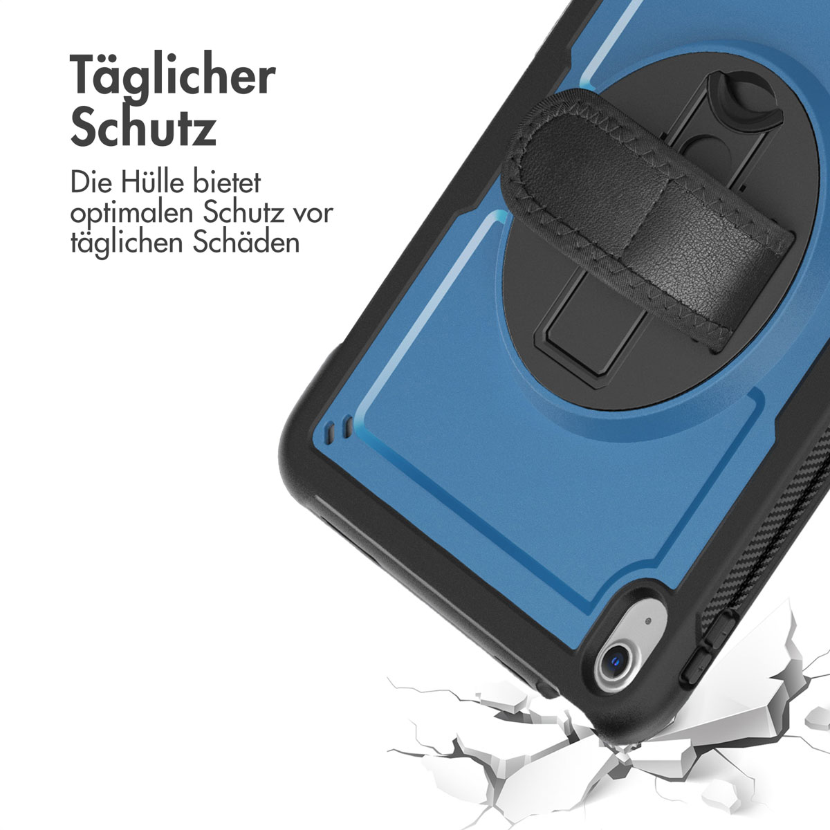 Accezz Rugged Backcover met schouderstrap Apple iPad 11 (2025) 11 inch A16 / iPad 10 (2022) 10.9 inch - Blauw - Afbeelding 5