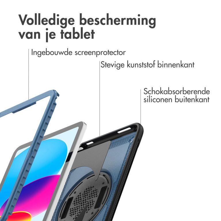 Accezz Rugged Backcover met schouderstrap Apple iPad 11 (2025) 11 inch A16 / iPad 10 (2022) 10.9 inch - Blauw - Afbeelding 8