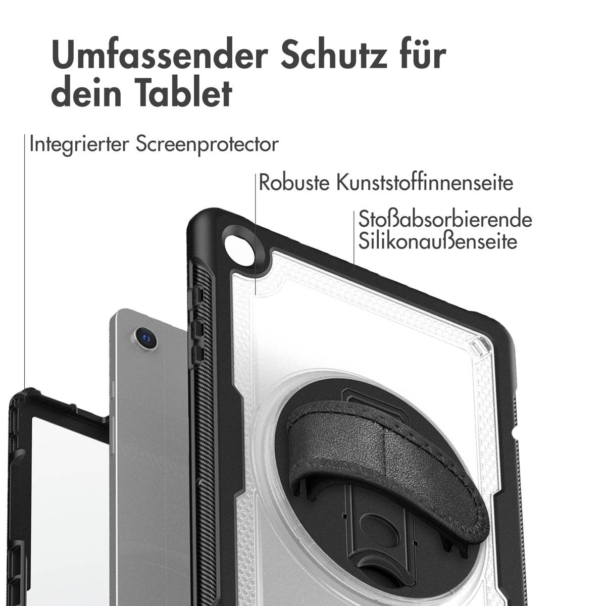 Accezz Rugged Backcover met schouderstrap Samsung Galaxy Tab A9 Plus - Transparent - Afbeelding 9