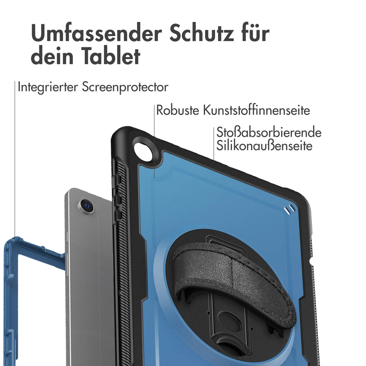 Accezz Rugged Backcover met schouderstrap Samsung Galaxy Tab A9 Plus - Blauw - Afbeelding 9