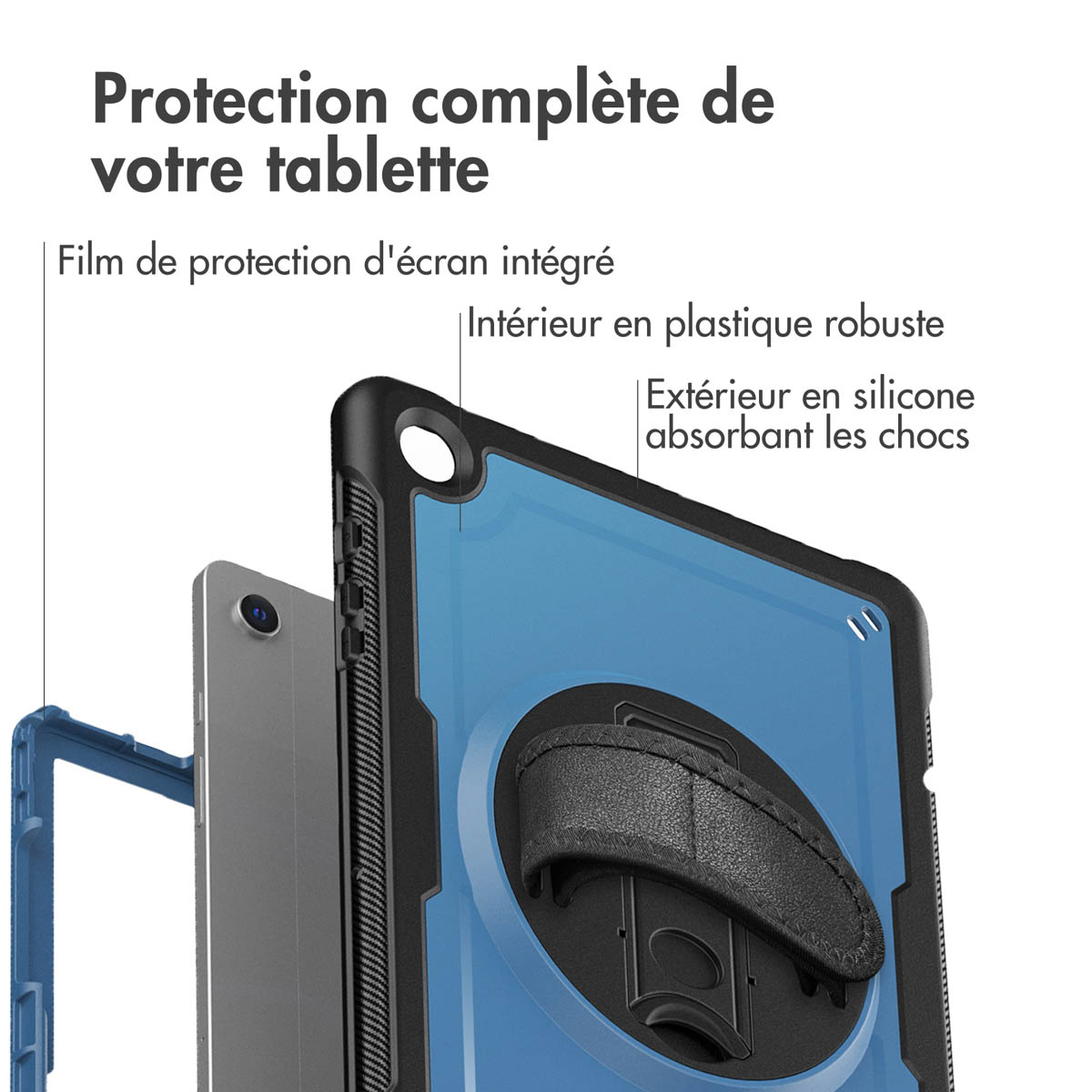 Accezz Rugged Backcover met schouderstrap Samsung Galaxy Tab A9 Plus - Blauw - Afbeelding 8