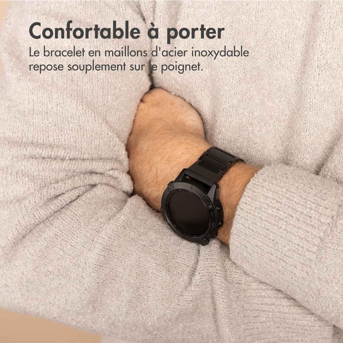 Accezz Mat Titanium bandje voor de Garmin Quickfit 22mm - Zwart - Afbeelding 8