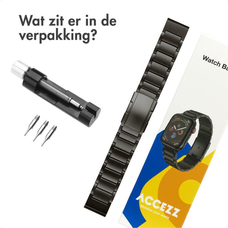 Accezz Mat Titanium bandje voor de Garmin Quickfit 22mm - Zwart - Afbeelding 10