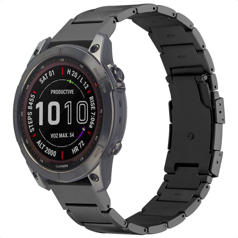 Accezz Mat Titanium bandje voor de Garmin Quickfit 22mm - Zwart - Afbeelding 7