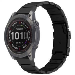 Accezz Mat Titanium bandje voor de Garmin Quickfit 22mm - Zwart
