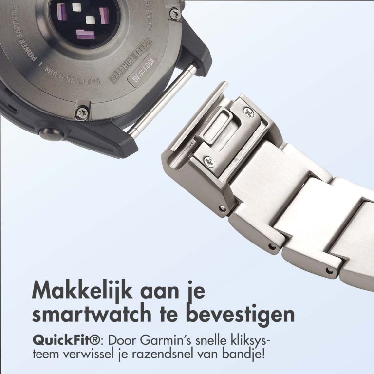 Accezz Mat Titanium bandje voor de Garmin Quickfit 22mm - Zilver - Afbeelding 8