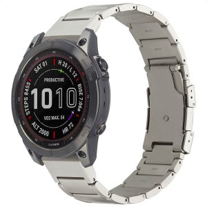 Accezz Mat Titanium bandje voor de Garmin Quickfit 22mm - Zilver