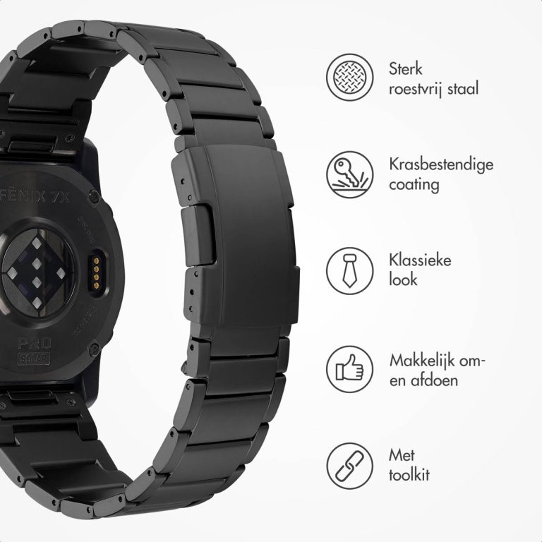 Accezz Mat Titanium bandje voor de Garmin Quickfit 26mm - Zwart - Afbeelding 9