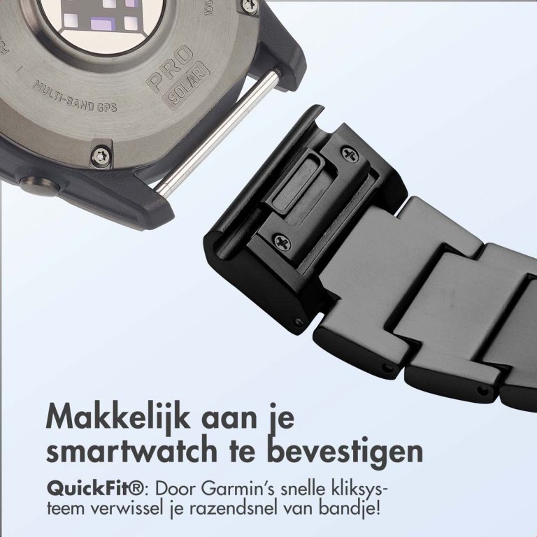 Accezz Mat Titanium bandje voor de Garmin Quickfit 26mm - Zwart - Afbeelding 8