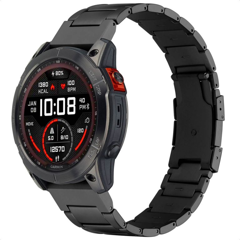 Accezz Mat Titanium bandje voor de Garmin Quickfit 26mm - Zwart - Afbeelding 7
