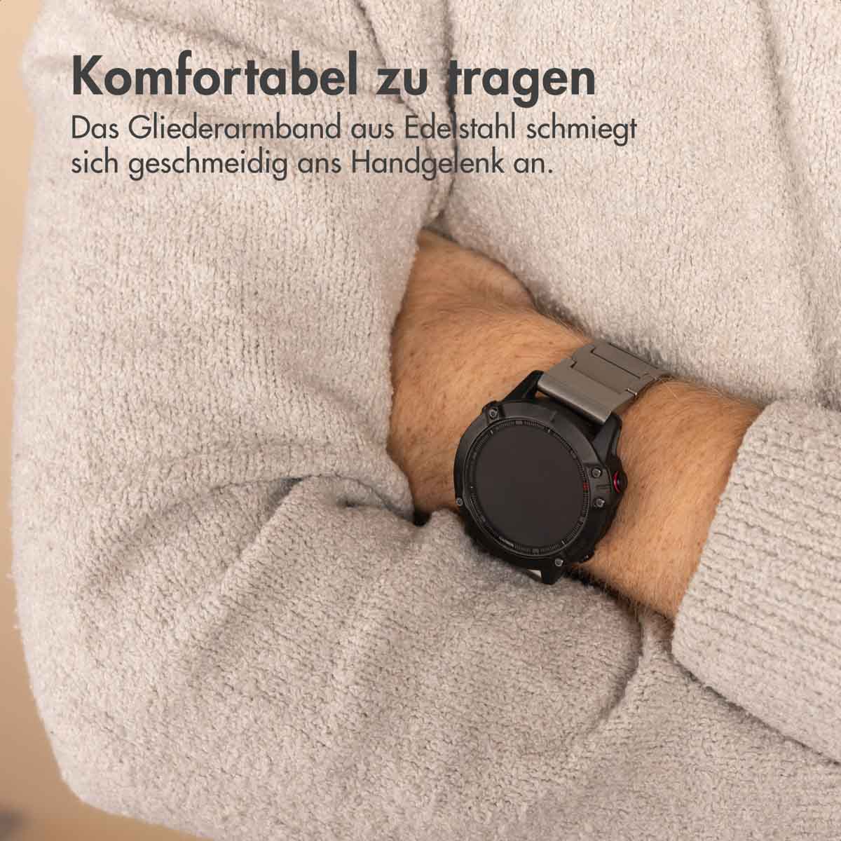 Accezz Mat Titanium bandje voor de Garmin Quickfit 26mm - Titanium - Afbeelding 7