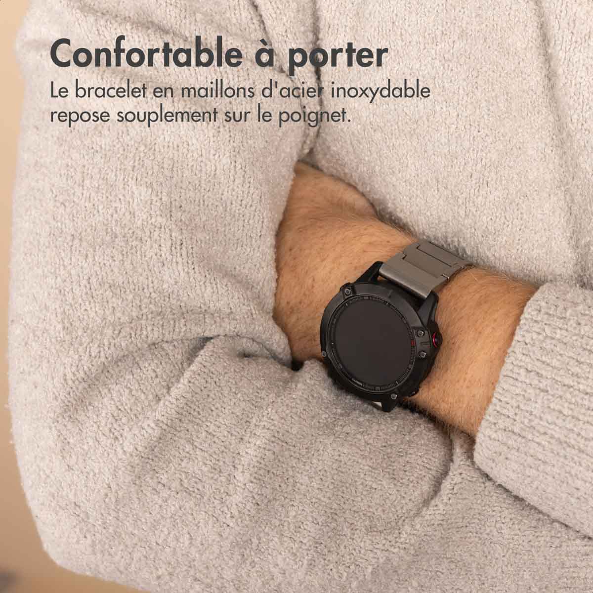 Accezz Mat Titanium bandje voor de Garmin Quickfit 26mm - Titanium - Afbeelding 8