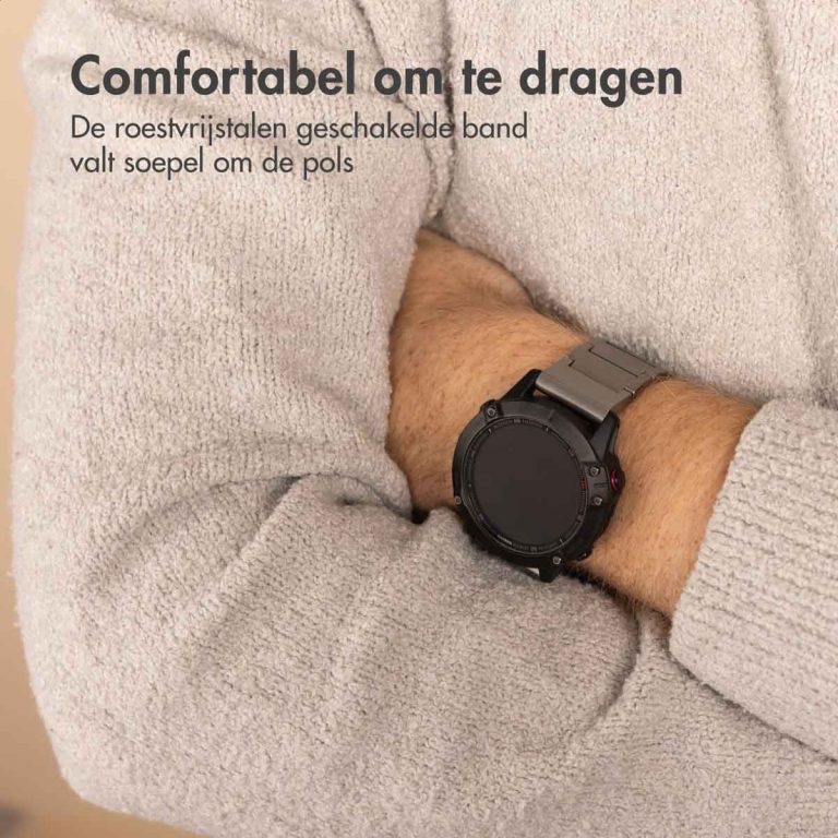 Accezz Mat Titanium bandje voor de Garmin Quickfit 26mm - Zilver - Afbeelding 4
