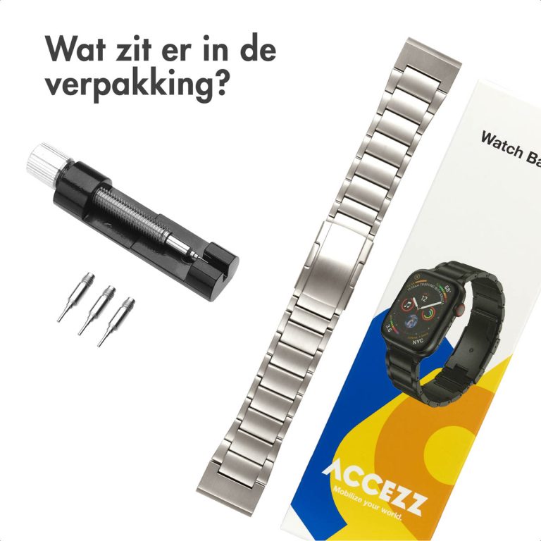 Accezz Mat Titanium bandje voor de Garmin Quickfit 26mm - Zilver - Afbeelding 10