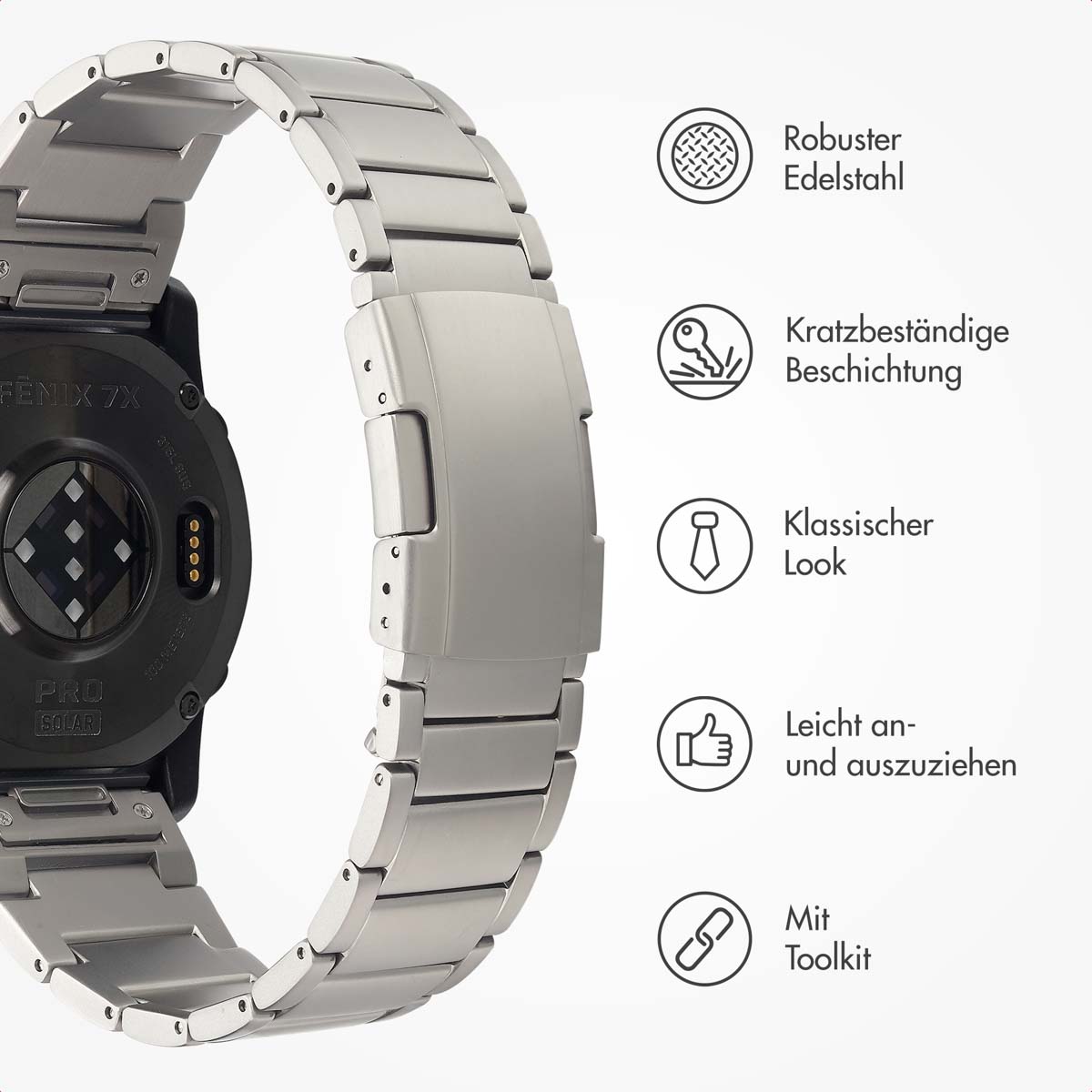 Accezz Mat Titanium bandje voor de Garmin Quickfit 26mm - Titanium - Afbeelding 6