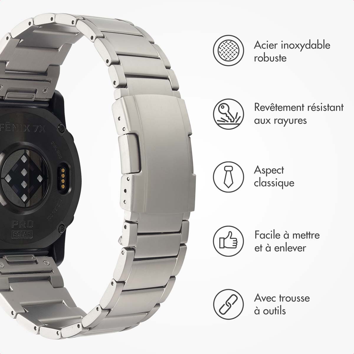 Accezz Mat Titanium bandje voor de Garmin Quickfit 26mm - Titanium - Afbeelding 5