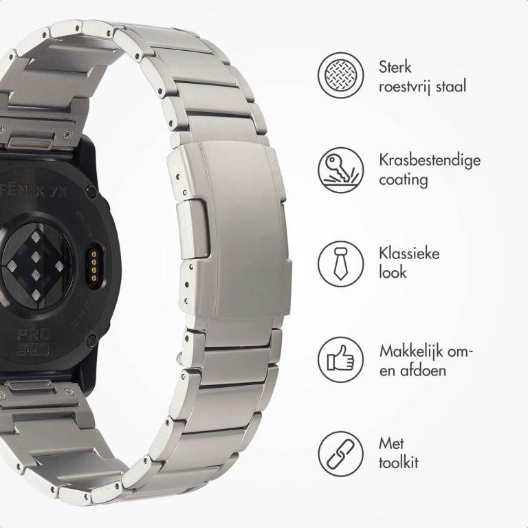 Accezz Mat Titanium bandje voor de Garmin Quickfit 26mm - Zilver - Afbeelding 9