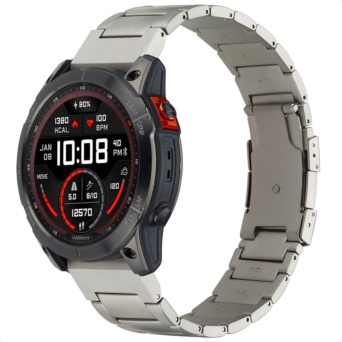 Accezz Mat Titanium bandje voor de Garmin Quickfit 26mm - Titanium - Afbeelding 2