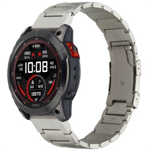 Accezz Mat Titanium bandje voor de Garmin Quickfit 26mm - Titanium