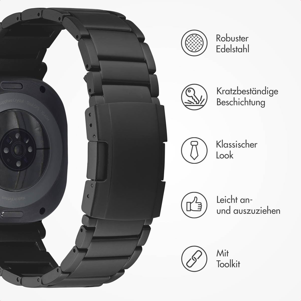 Accezz Mat Titanium bandje voor de Samsung Galaxy Watch Ultra (2024/2025) - Zwart - Afbeelding 5