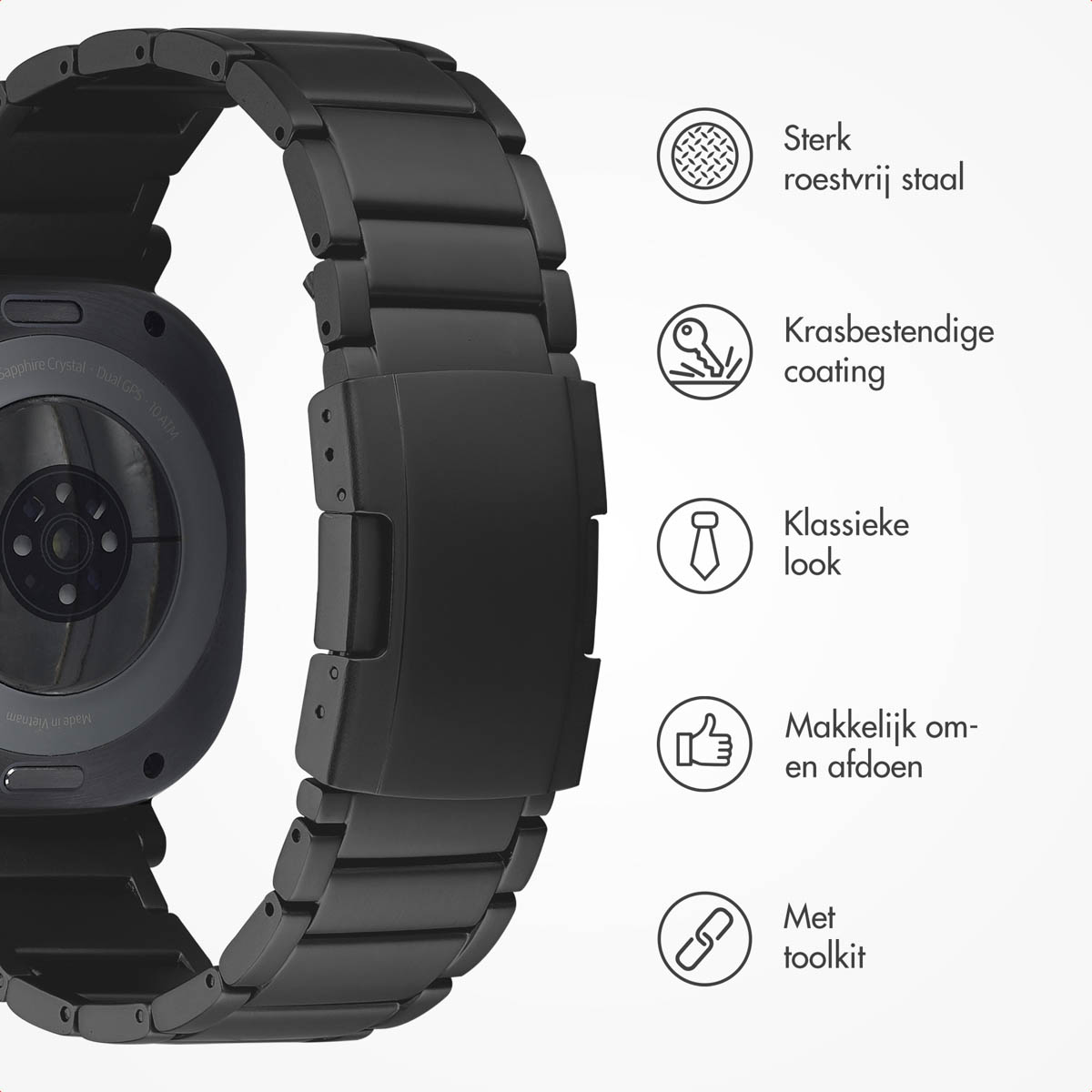 Accezz Mat Titanium bandje voor de Samsung Galaxy Watch Ultra (2024/2025) - Zwart - Afbeelding 6