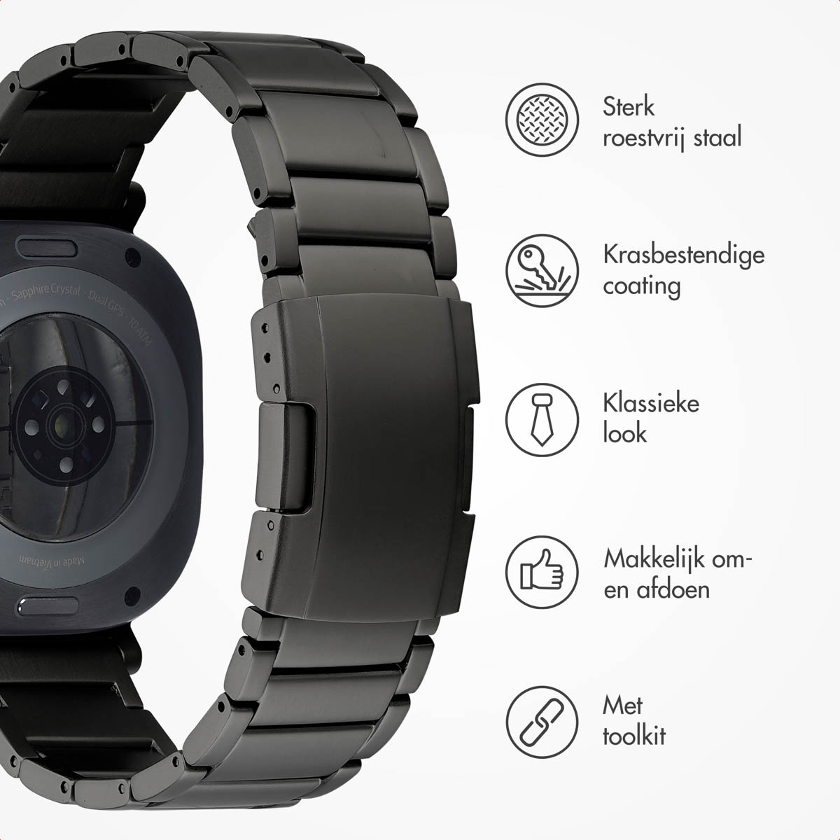 Accezz Mat Titanium bandje voor de Samsung Galaxy Watch Ultra (2024/2025) - Zwart - Afbeelding 9