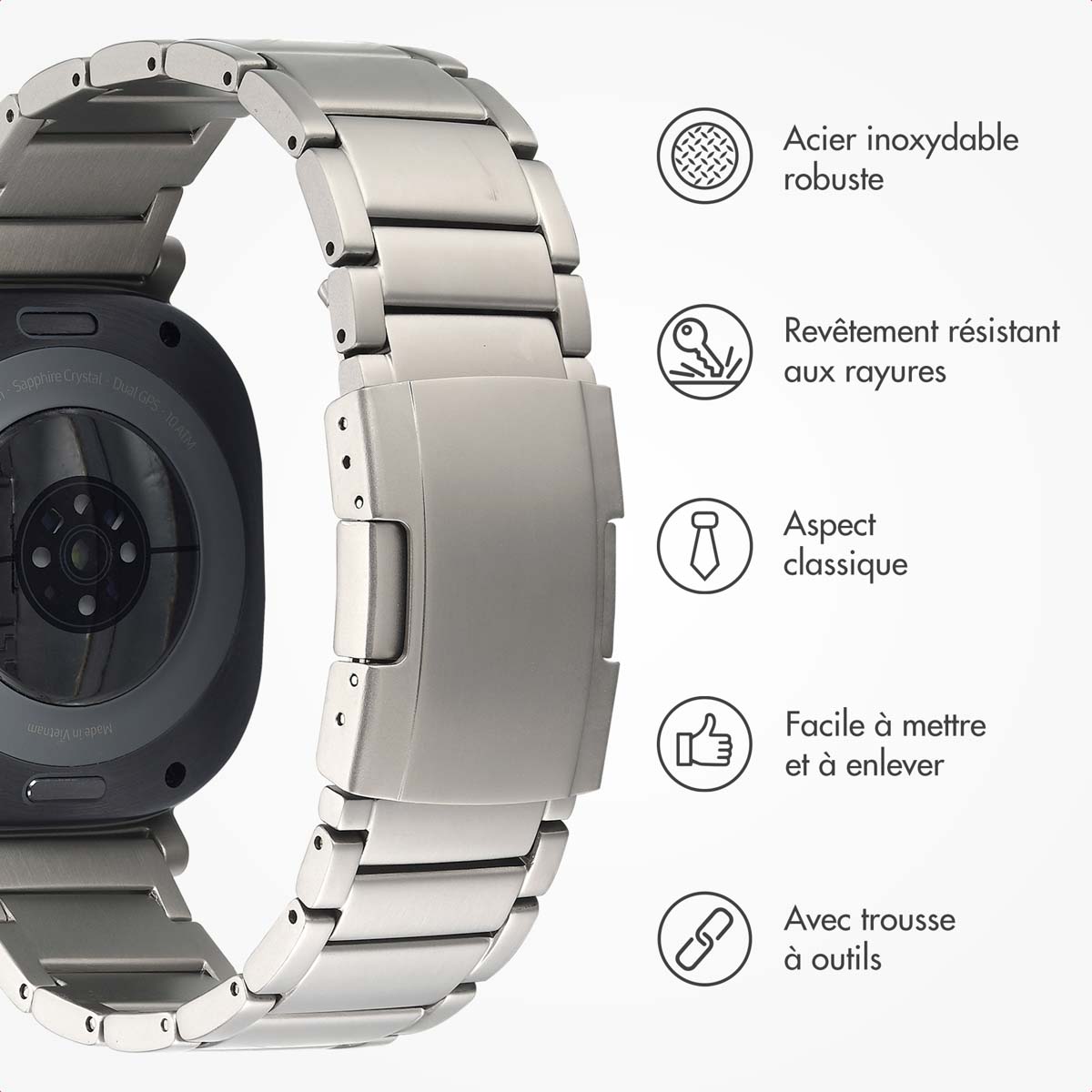 Accezz Mat Titanium bandje voor de Samsung Galaxy Watch Ultra (2024/2025) - Zilver - Afbeelding 4