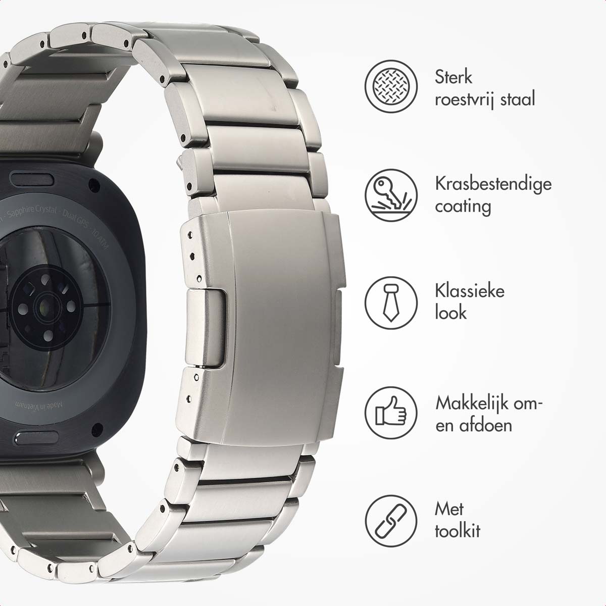 Accezz Mat Titanium bandje voor de Samsung Galaxy Watch Ultra (2024/2025) - Zilver - Afbeelding 6