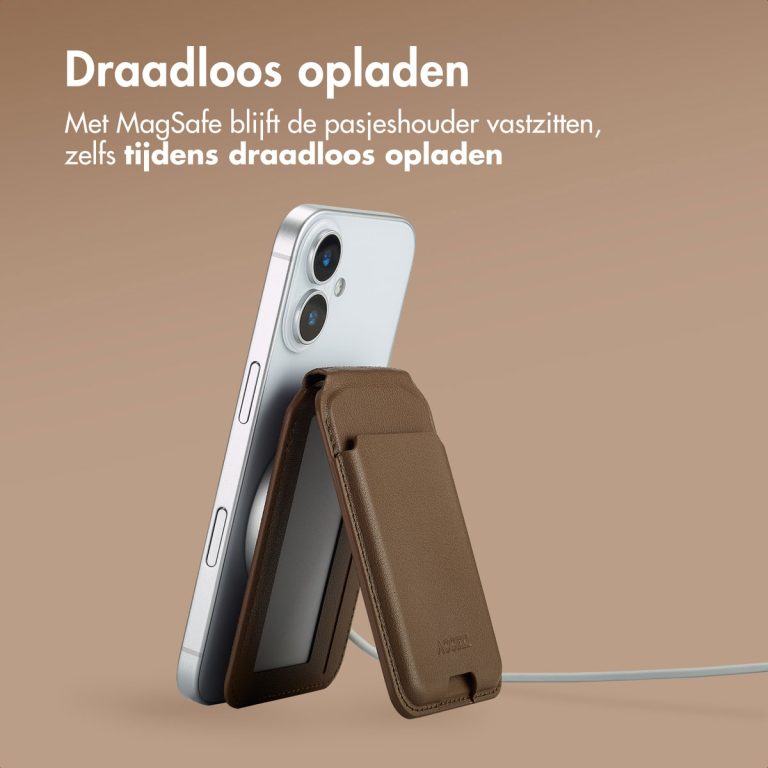Accezz Leren Wallet met standaard voor MagSafe - Coffee Brown - Afbeelding 6